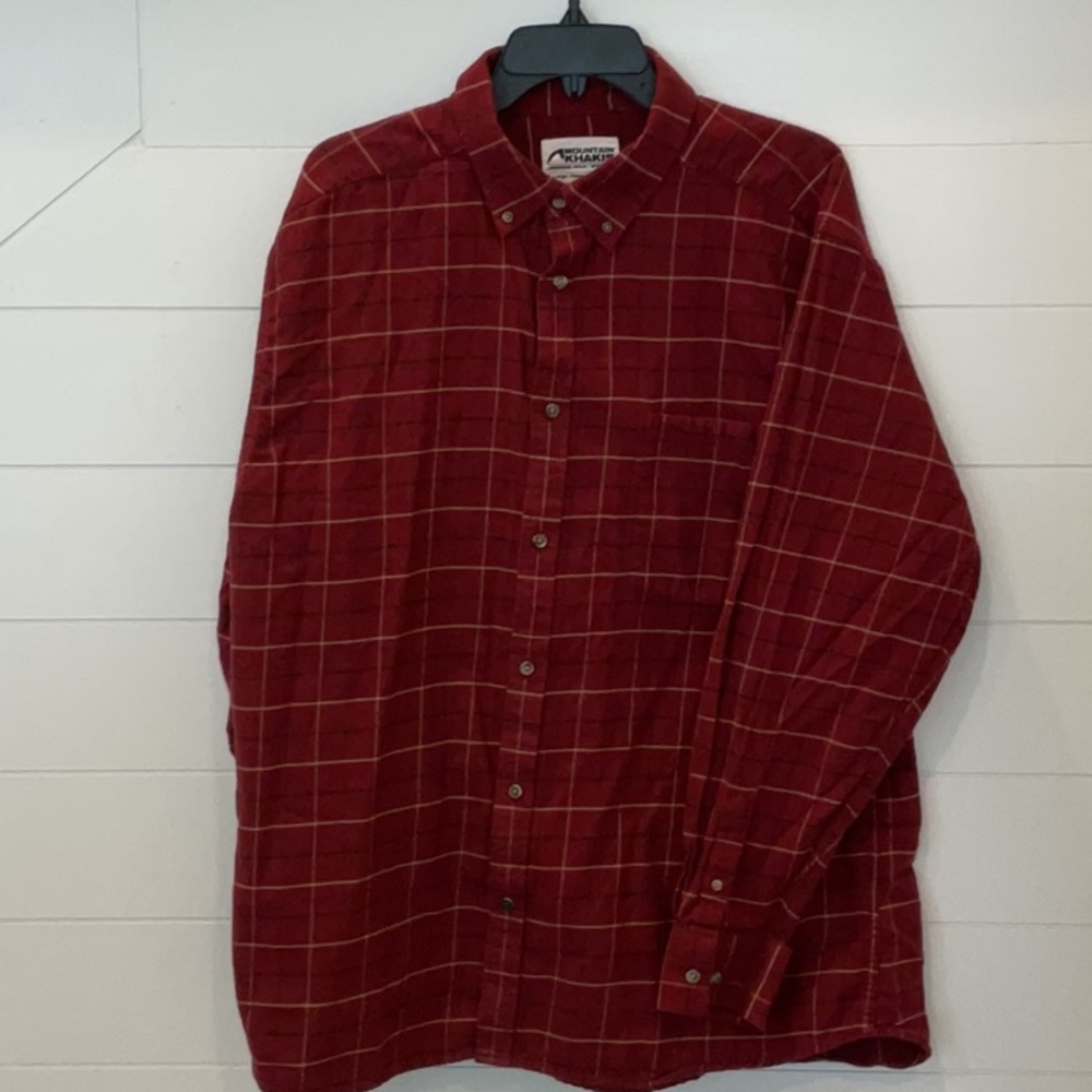 Mountain Khaki Flannel Button Down Red XL